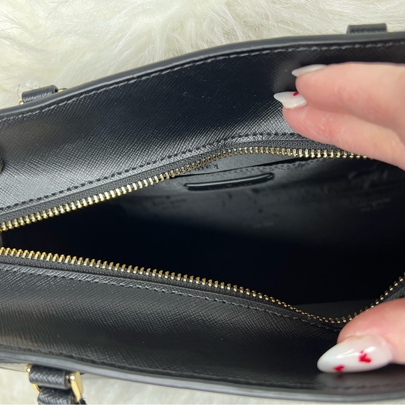 Kate Spade Madison Medium Saffiano Leather Black Satchel Crossbody - Picture 7 of 9